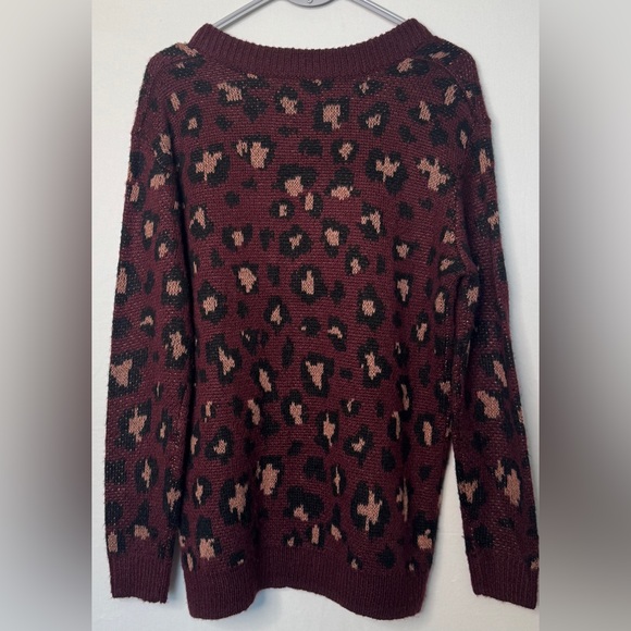 Burgundy Animal Print Sweater - Picture 4 of 5